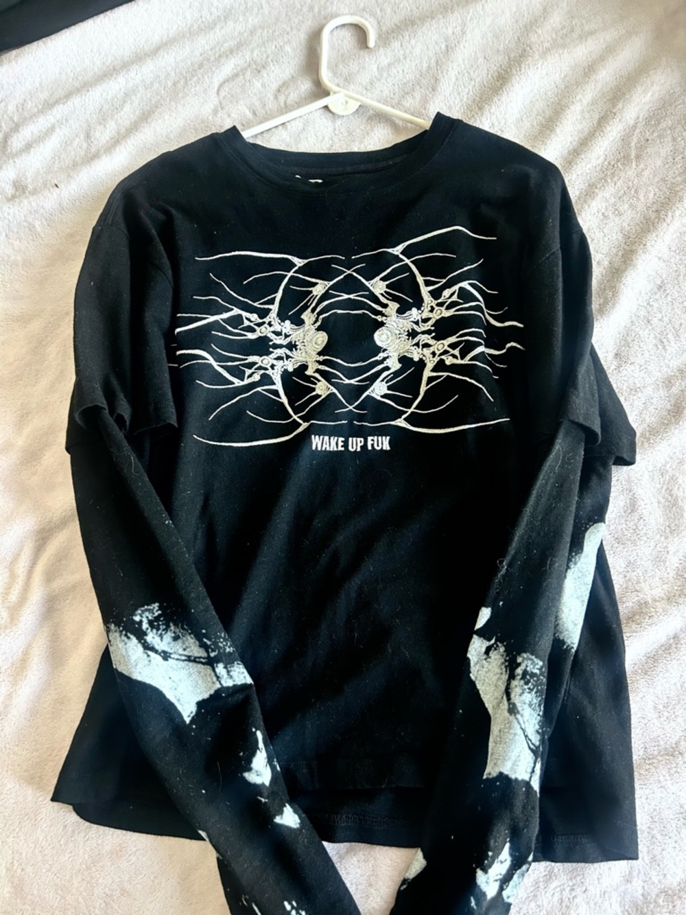 Graphic Black Long Sleeve Tee with White Art